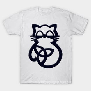 Black Trinity Knot Celtic Cat T-Shirt
